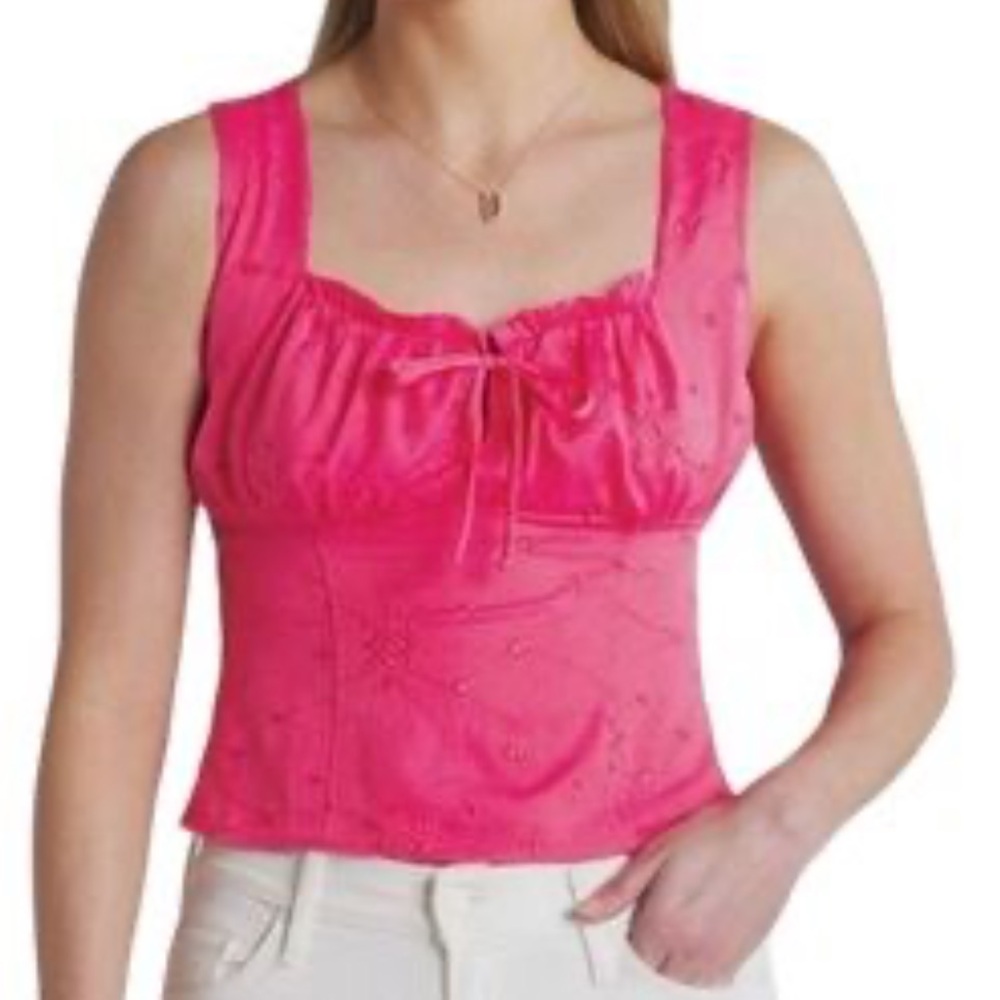 The General Good x Stitch Fix Top Pink Eyelet Floral Sleeveless Corset XXL NWOT